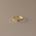 Emerald Dainty Ribbed Ring Silver 18K Gold Plated