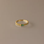 Emerald Dainty Ribbed Ring Silver 18K Gold Plated