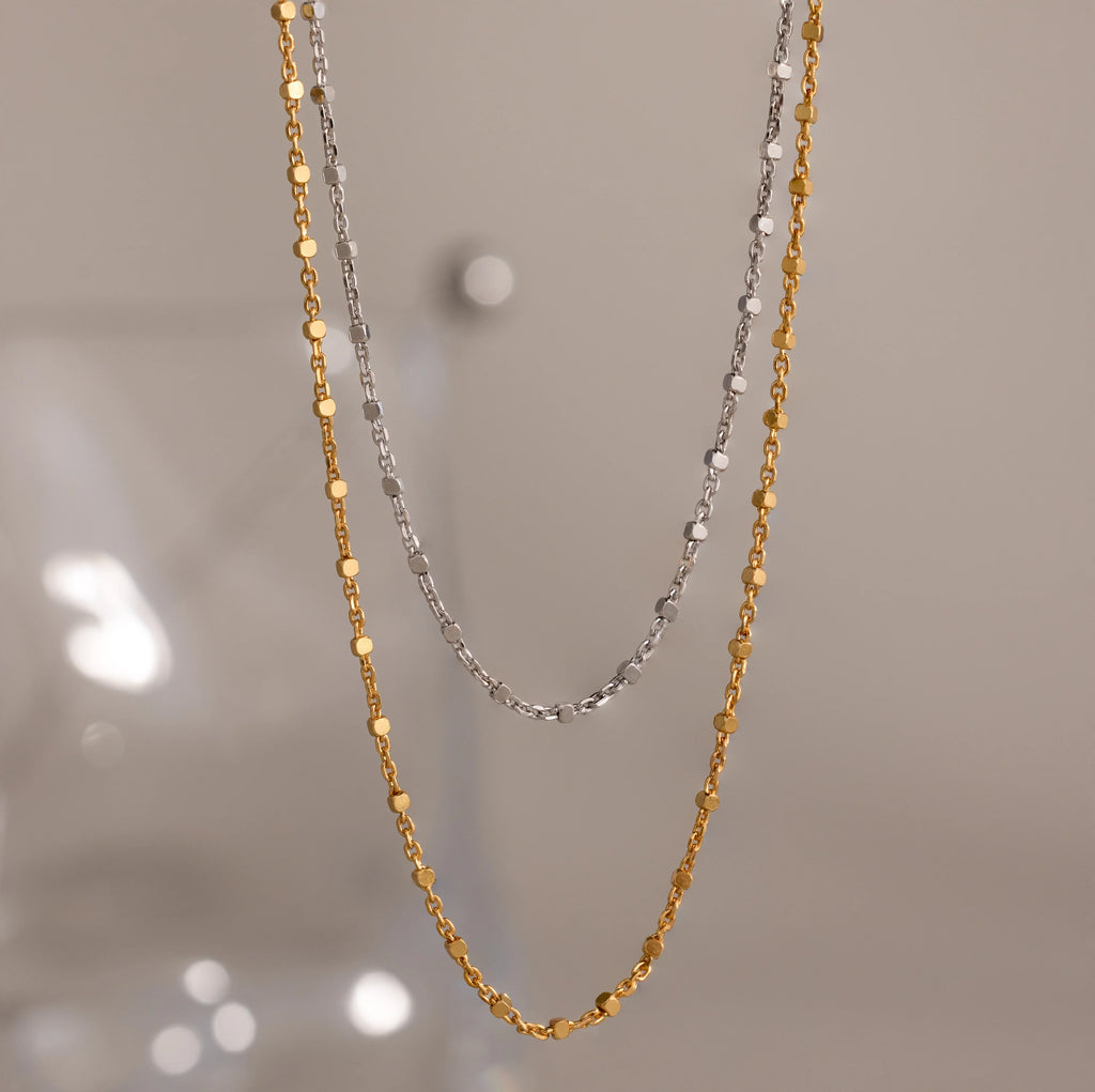Dot Station Necklace Silver 18K Gold Plated