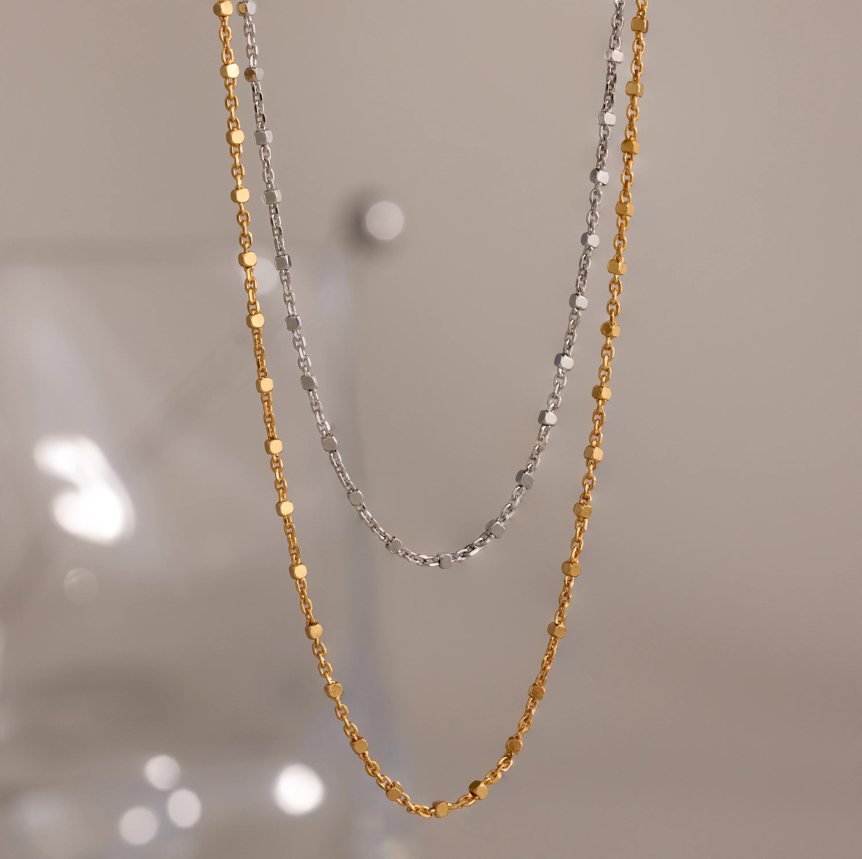 Dot Station Necklace Silver 18K Gold Plated