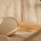 Tiny Initial Tag Necklace Silver 18K Gold Plated