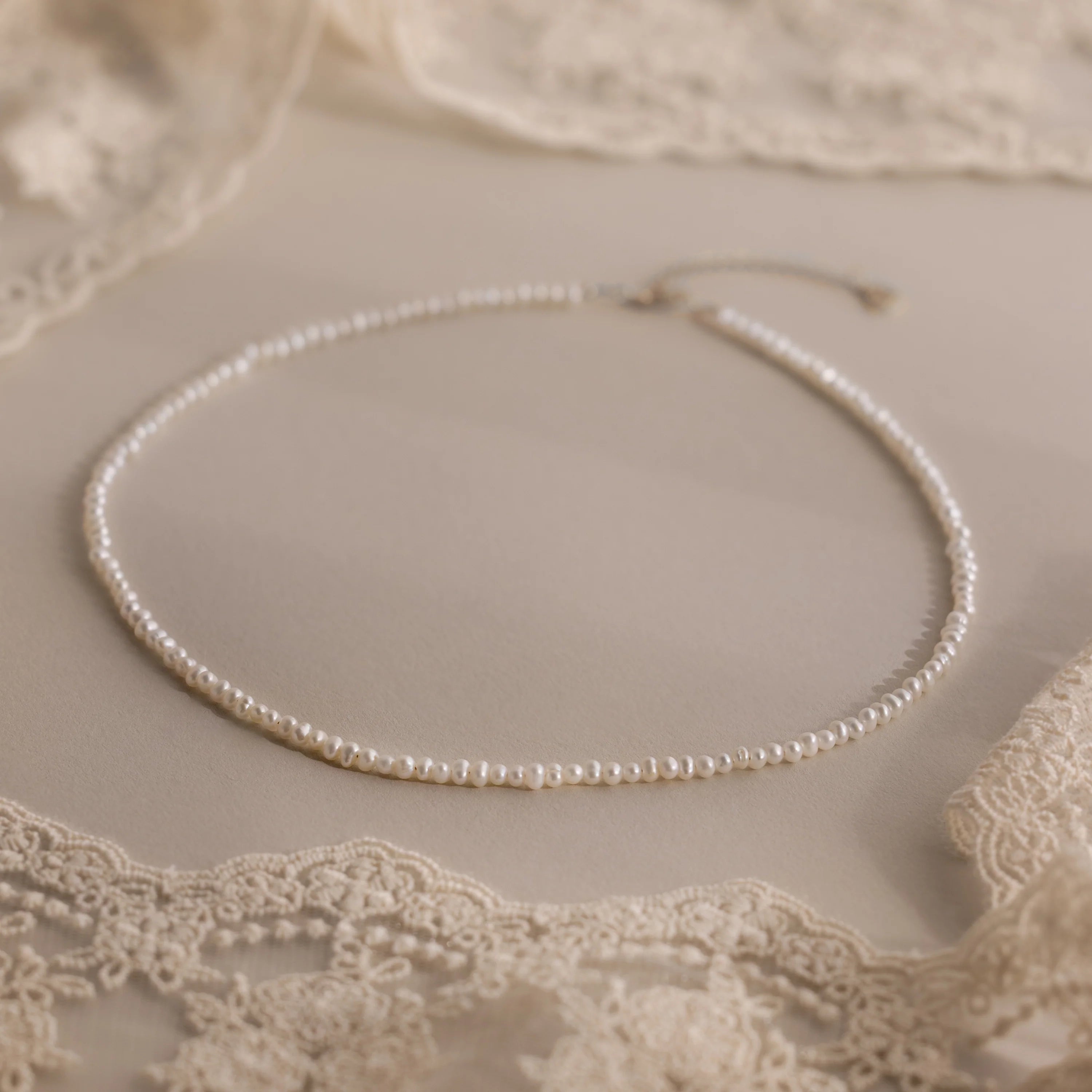 Freshwater Pearl Beaded Necklace Silver 18K Gold Plated