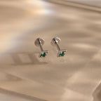Geometric Emerald Flat Back Studs Silver 18K Gold Plated