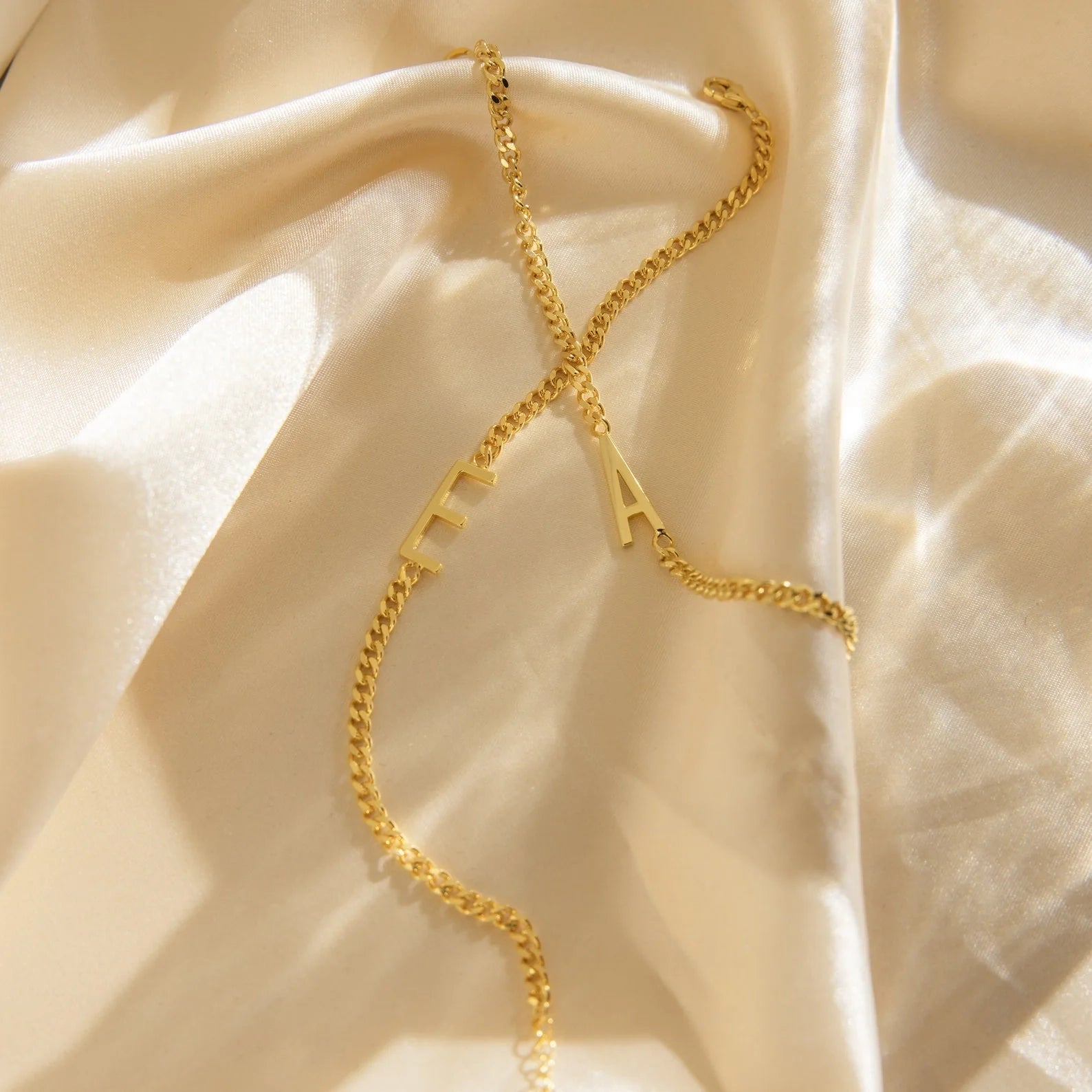 Large Letter Bracelet Silver 18K Gold Plated