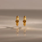 Ribbed Topaz Huggies Silver 18K Gold Plated