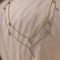 Diamond Station Necklace Silver 18K Gold Plated