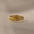 Ribbed Topaz Band Silver 18K Gold Plated