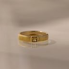 Ribbed Topaz Band Silver 18K Gold Plated