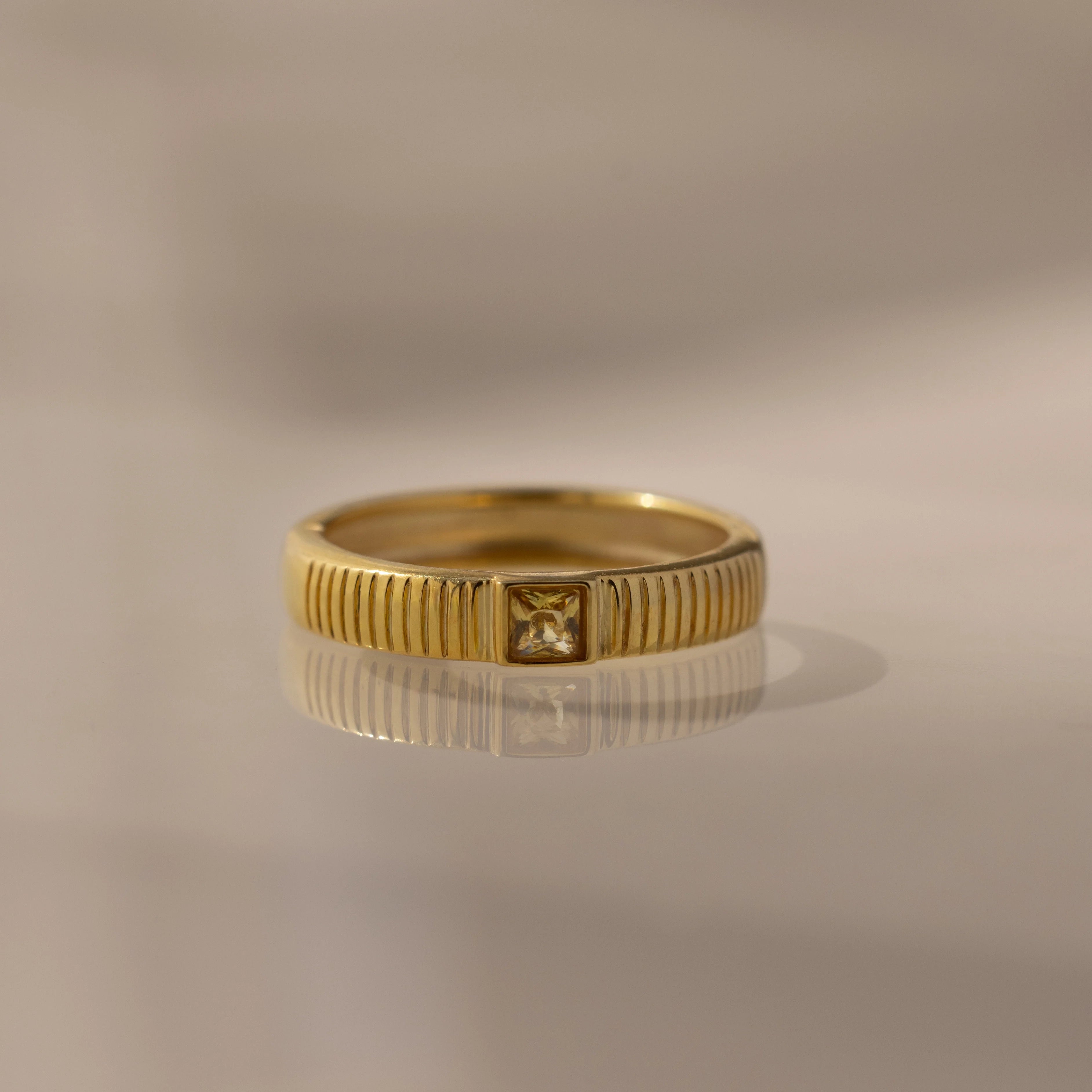Ribbed Topaz Band Silver 18K Gold Plated