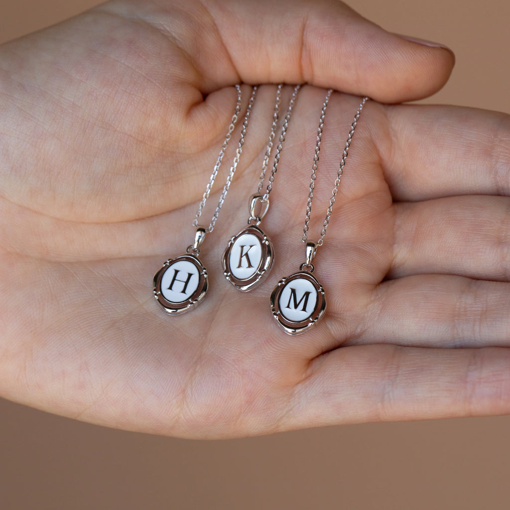 Initial Pendant Necklace Silver 18K Gold Plated