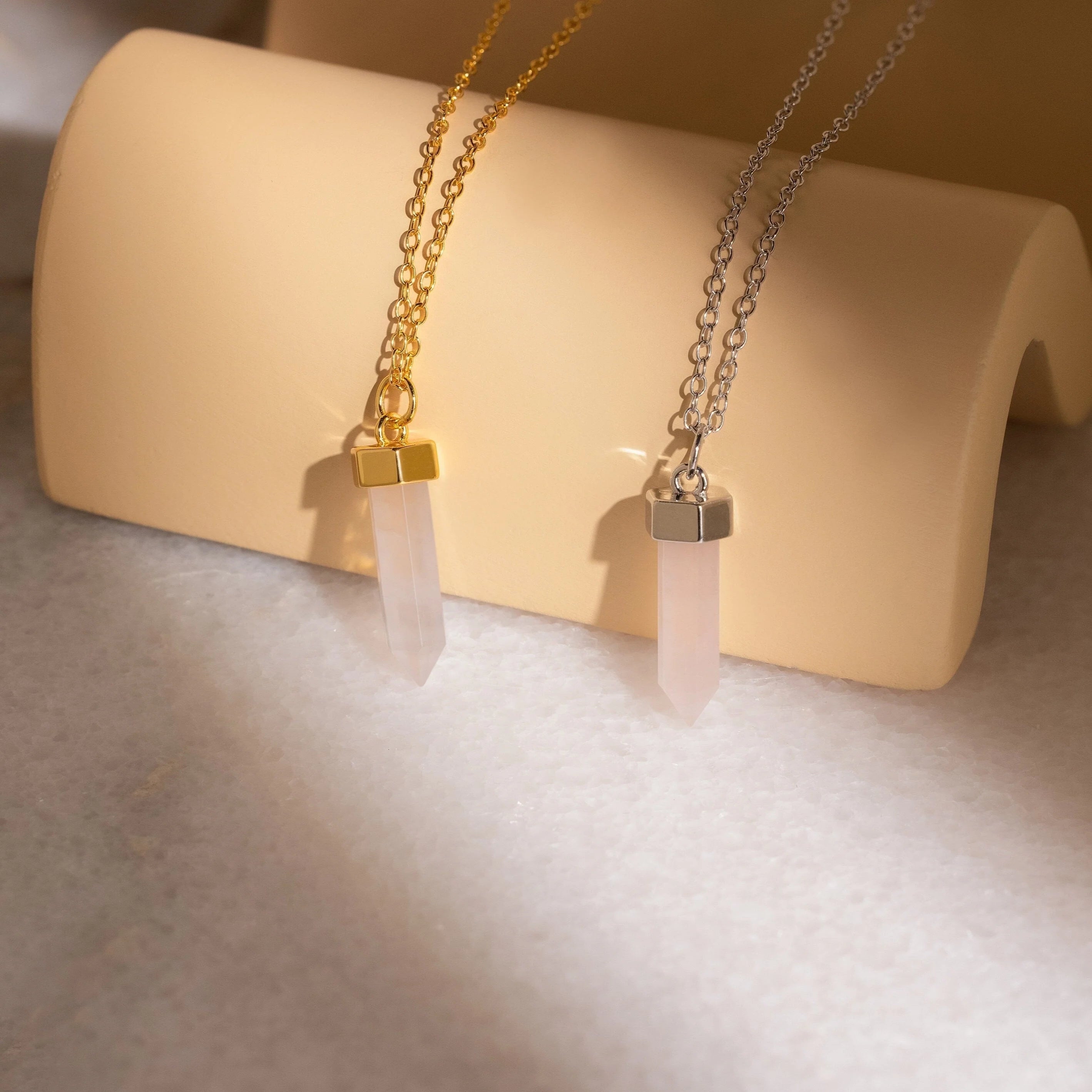 Crystal Quartz Necklaces Silver 18K Gold Plated