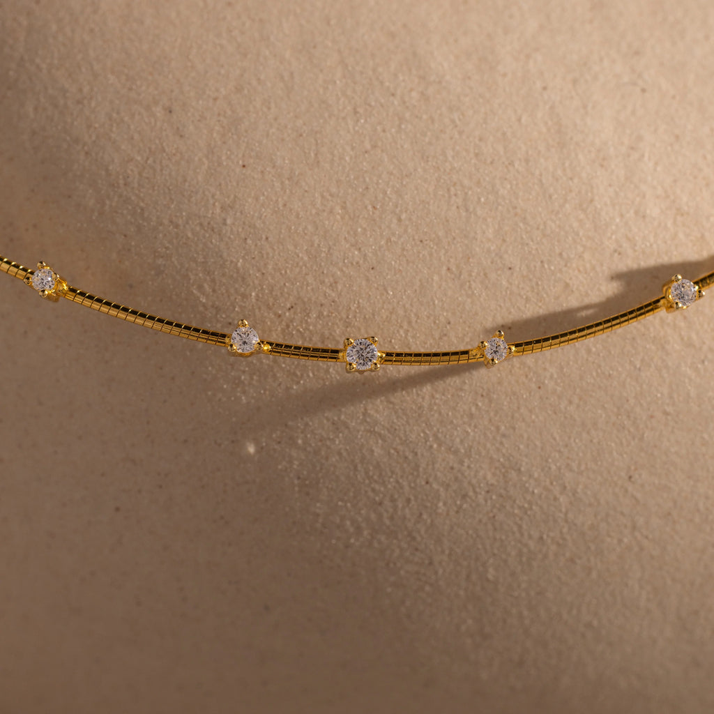 Sprinkle Diamond Necklace  Silver 18K Gold Plated