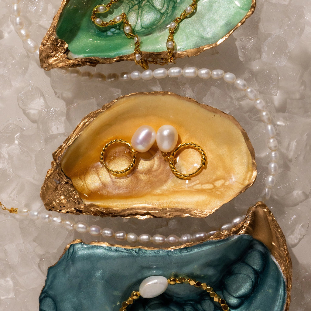 Twisted Pearl Hoops Silver 18K Gold Plated
