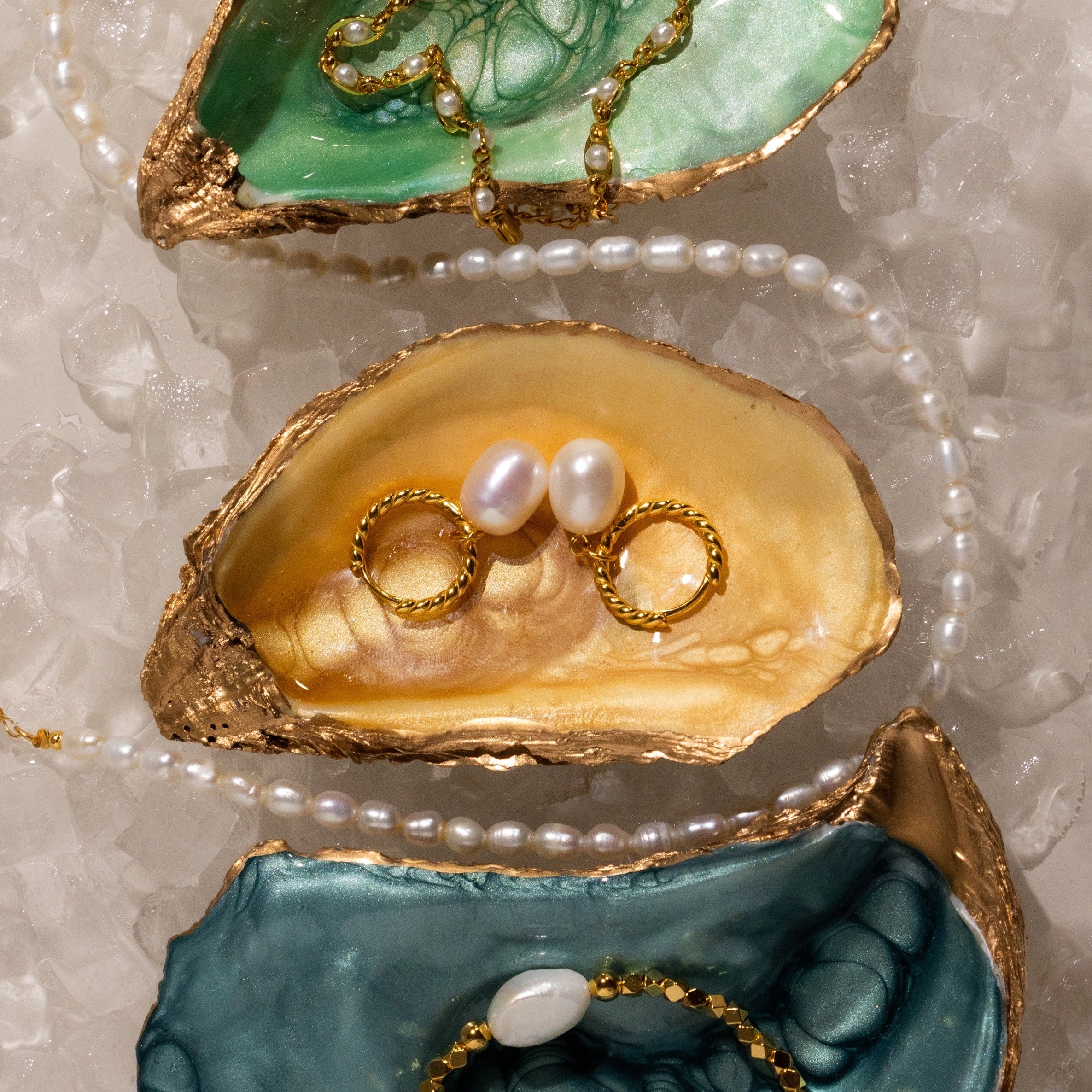 Twisted Pearl Hoops Silver 18K Gold Plated
