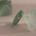 Jade Diamond Ring Silver 18K Gold Plated