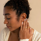 Opal Threader Huggies Silver 18K Gold Plated