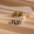 Bold Triple Knot Studs Silver 18K Gold Plated