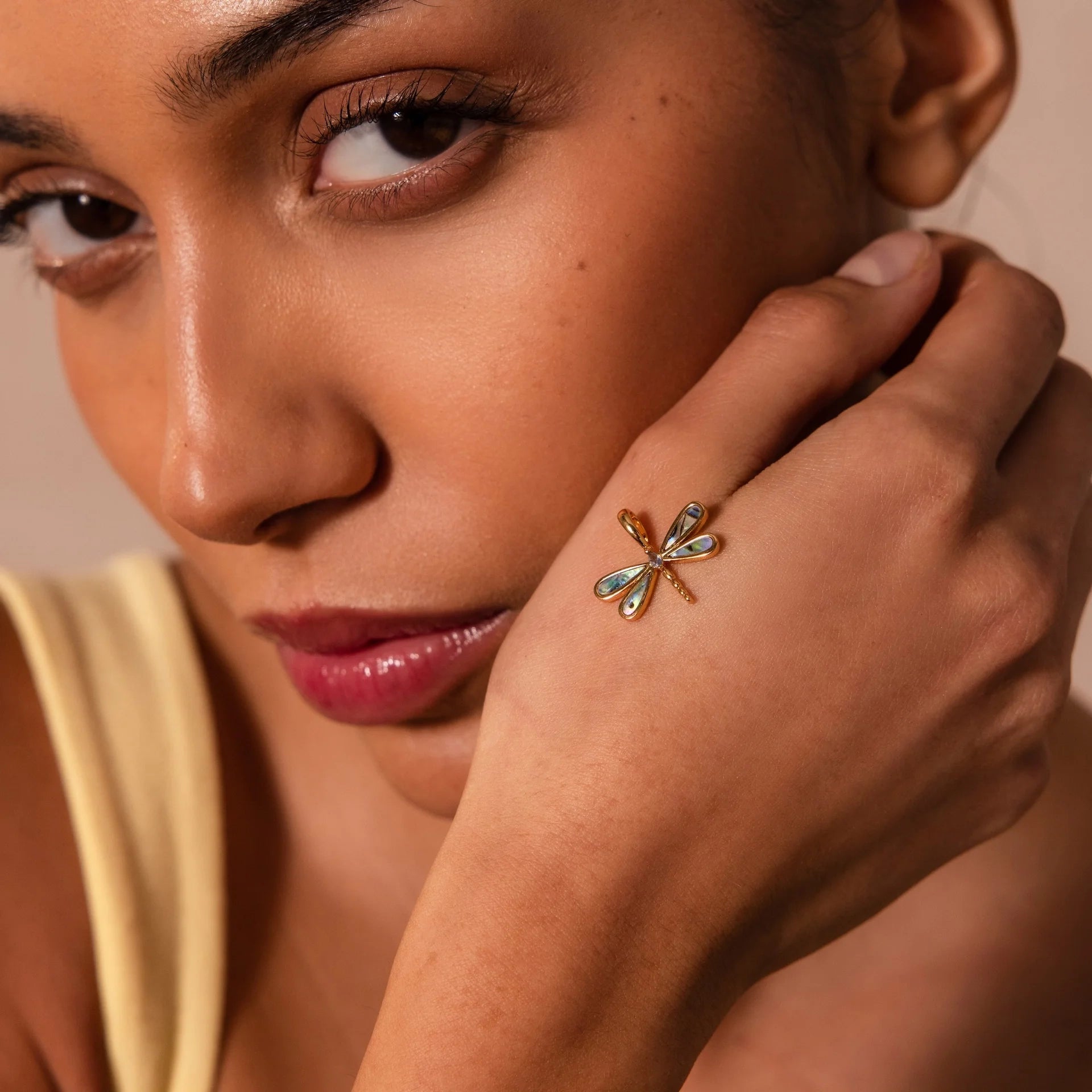 Marquise Diamond Dragonfly Charm Silver 18K Gold Plated