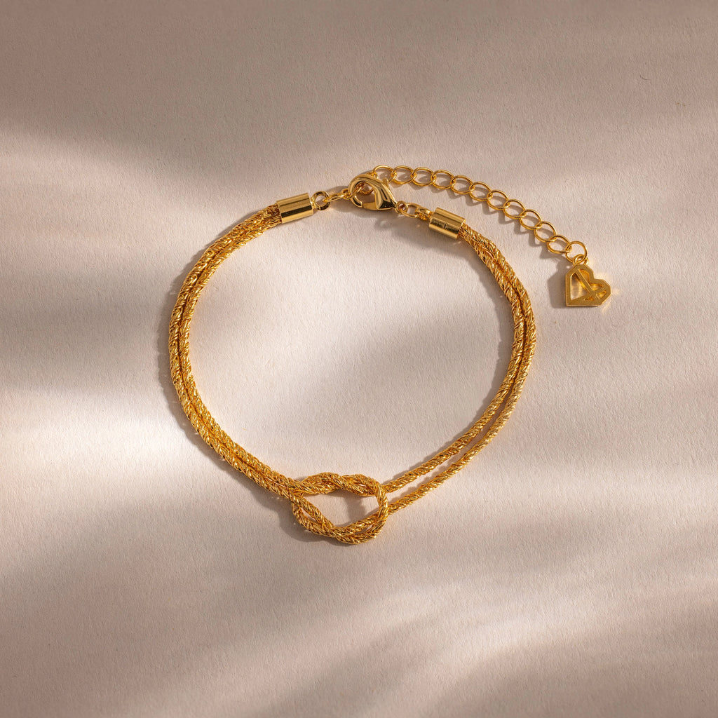 Rope Knot Chain Bracelet Silver 18K Gold Plated