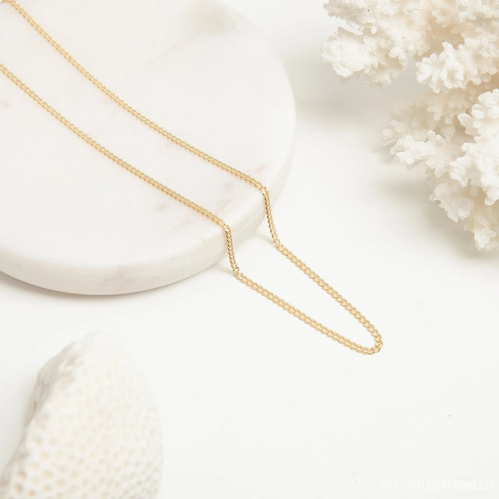 Curb Chain Necklace Silver 18K Gold Plated
