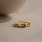 Peridot & Pearl Lace Ring Silver 18K Gold Plated