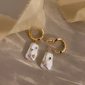 Starry Baroque Pearl Charm Hoops Silver 18K Gold Plated