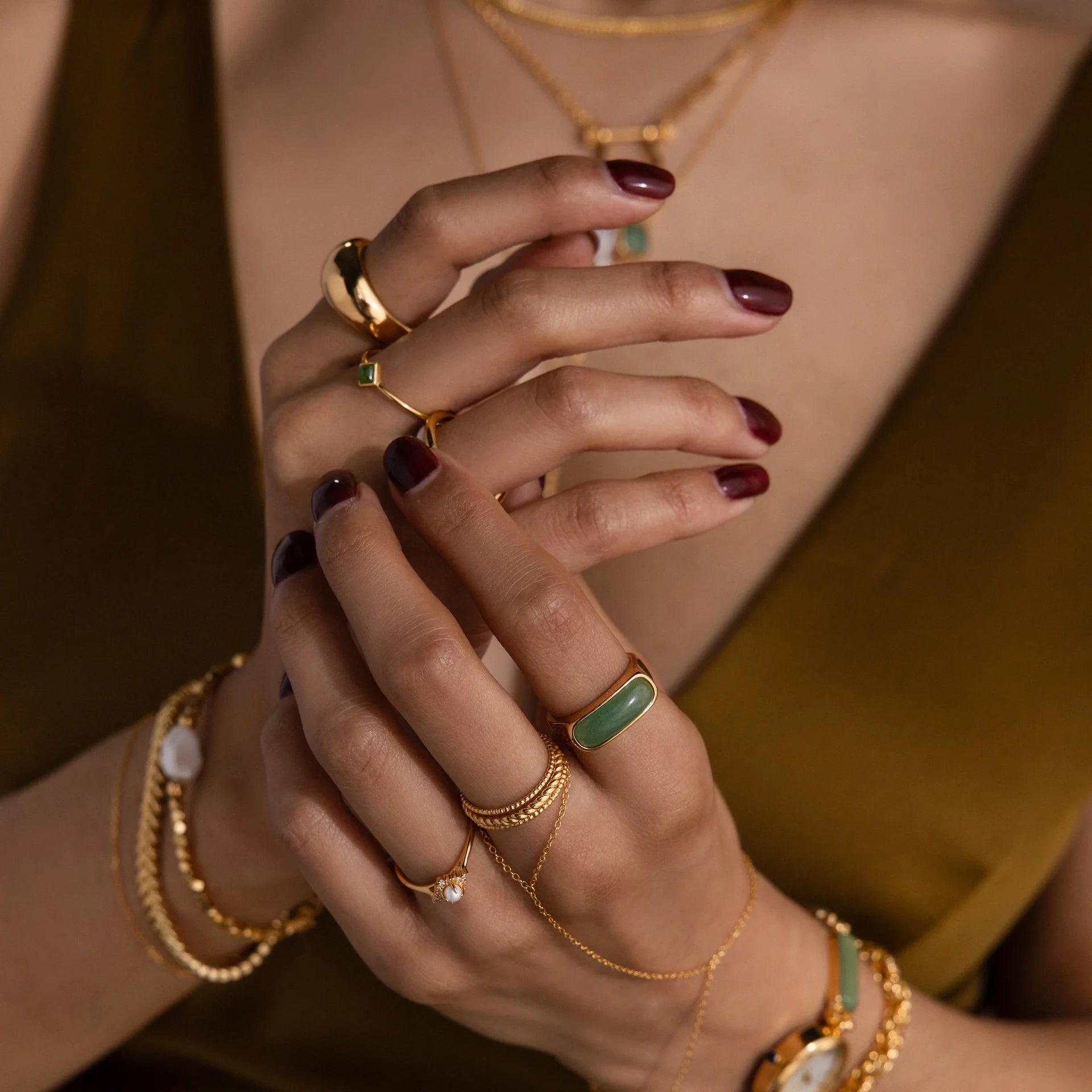 Thin Stacking Rings Set Silver 18K Gold Plated