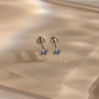 Geometric Aquamarine Flat Back Studs Silver 18K Gold Plated