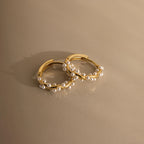Pearl Cluster Huggies Silver 18K Gold Plated