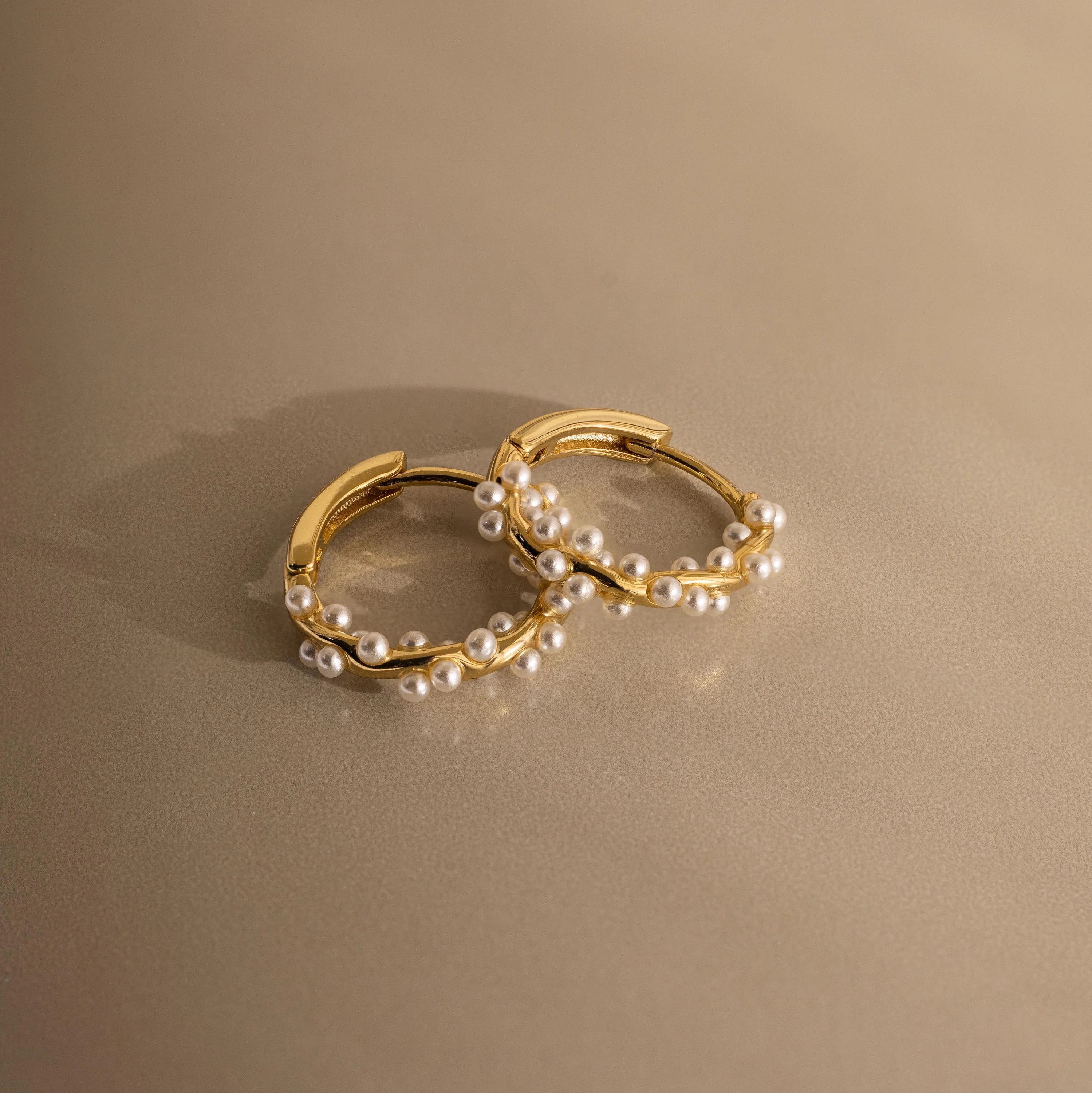 Pearl Cluster Huggies Silver 18K Gold Plated