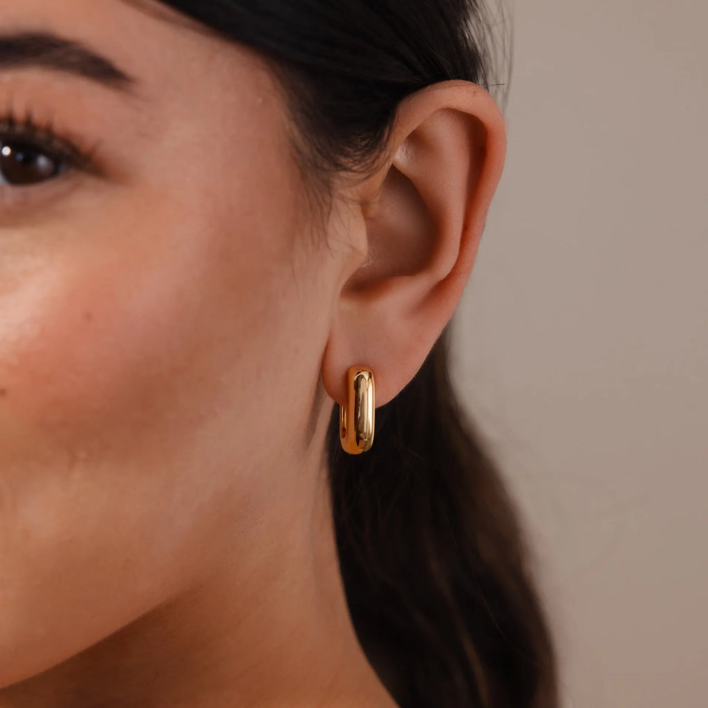 Bold Link Hoops  Silver 18K Gold Plated