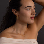Linked Charm Necklace and Earrings Set Silver 18K Gold Plated