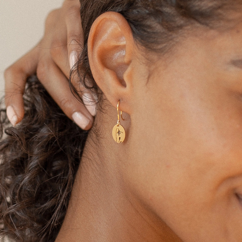 Dangling Birth Flower Earrings Silver 18K Gold Plated
