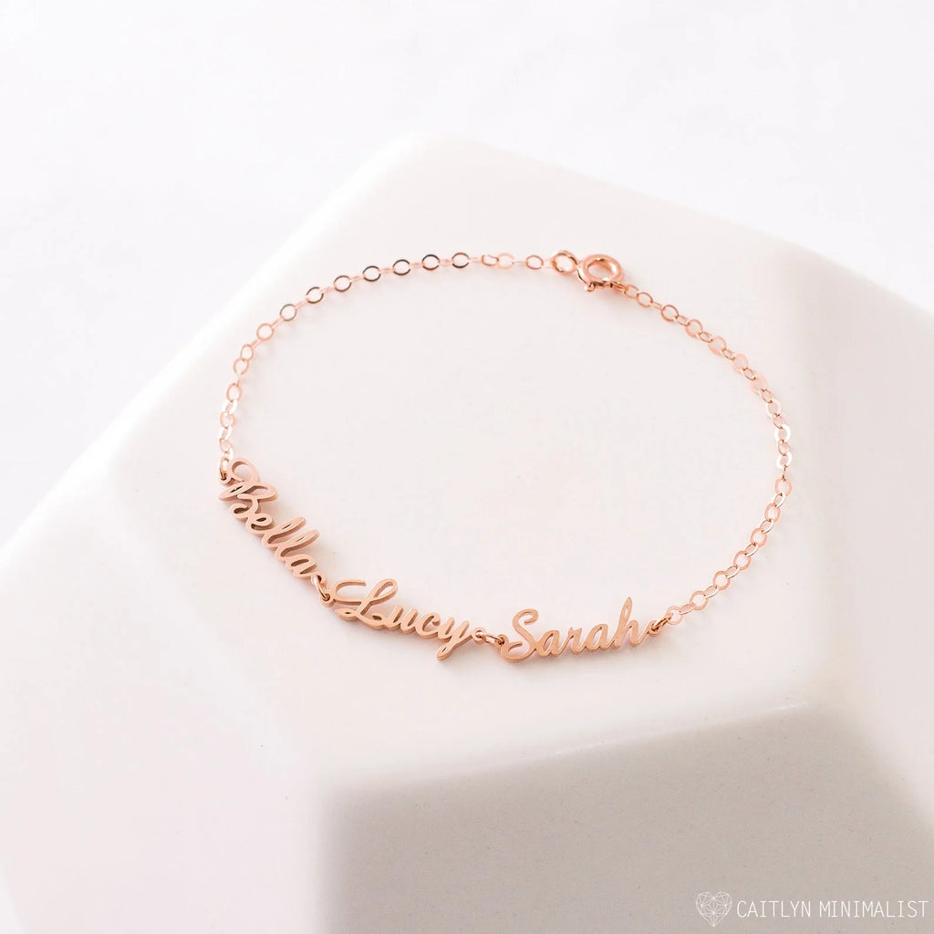 Classic Multiple Name Bracelet Silver 18K Gold Plated