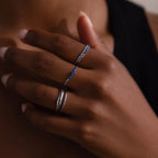 Sapphire Stacking Ring Set  Silver 18K Gold Plated