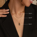 Onyx Necklace Set Silver 18K Gold Plated