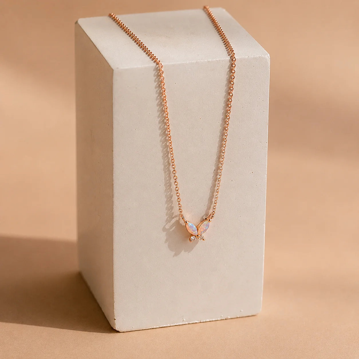 Pink Opal Butterfly Necklace