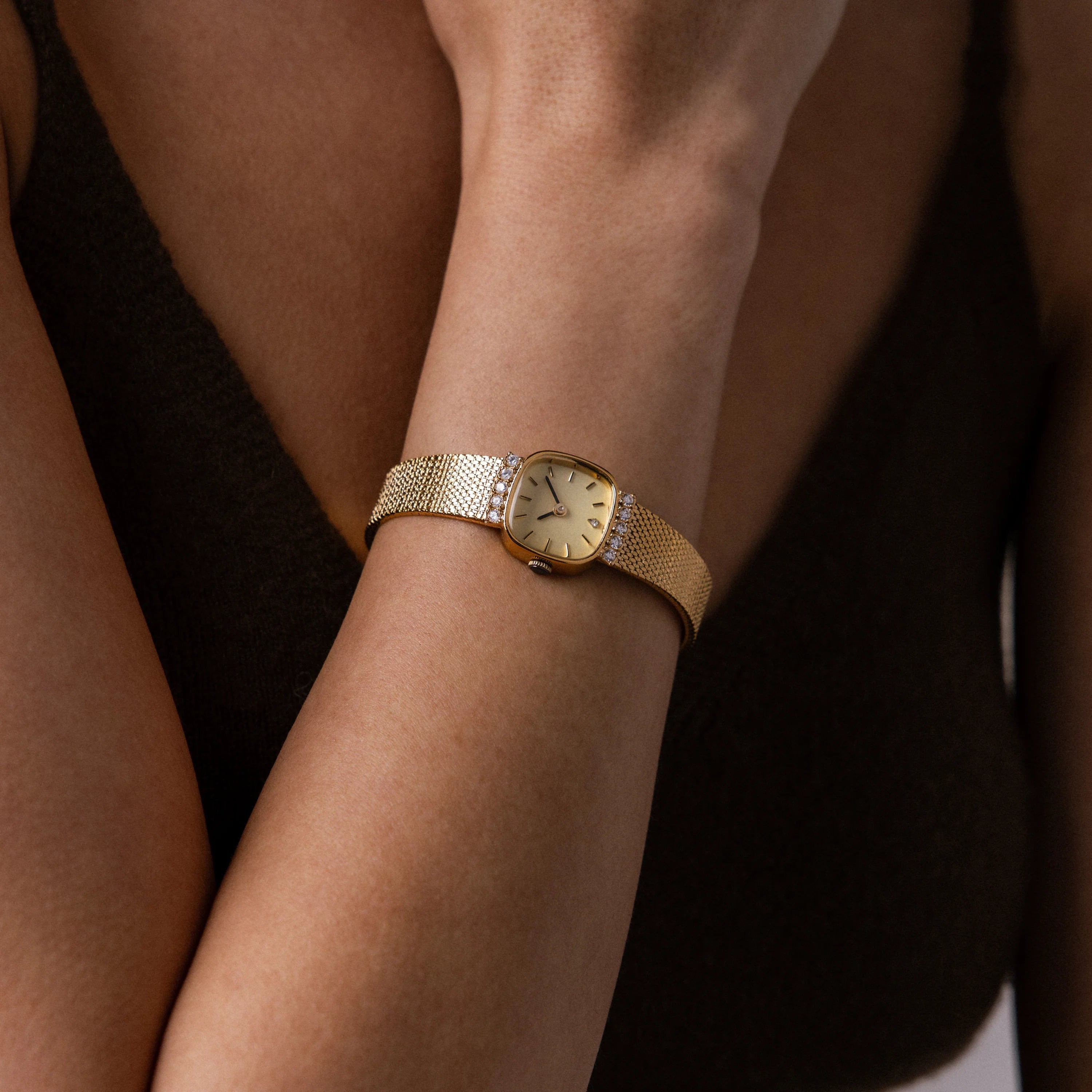 Square Timepiece Silver & 18K Gold Plated