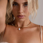 Pearl Cuff Choker Necklace Silver 18K Gold Plated