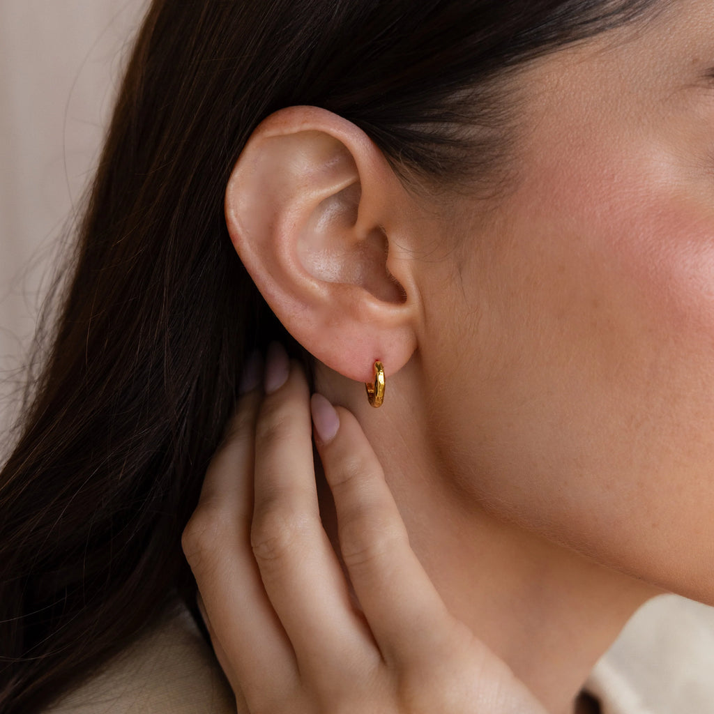 Mini Hammered Hoops Set Silver 18K Gold Plated