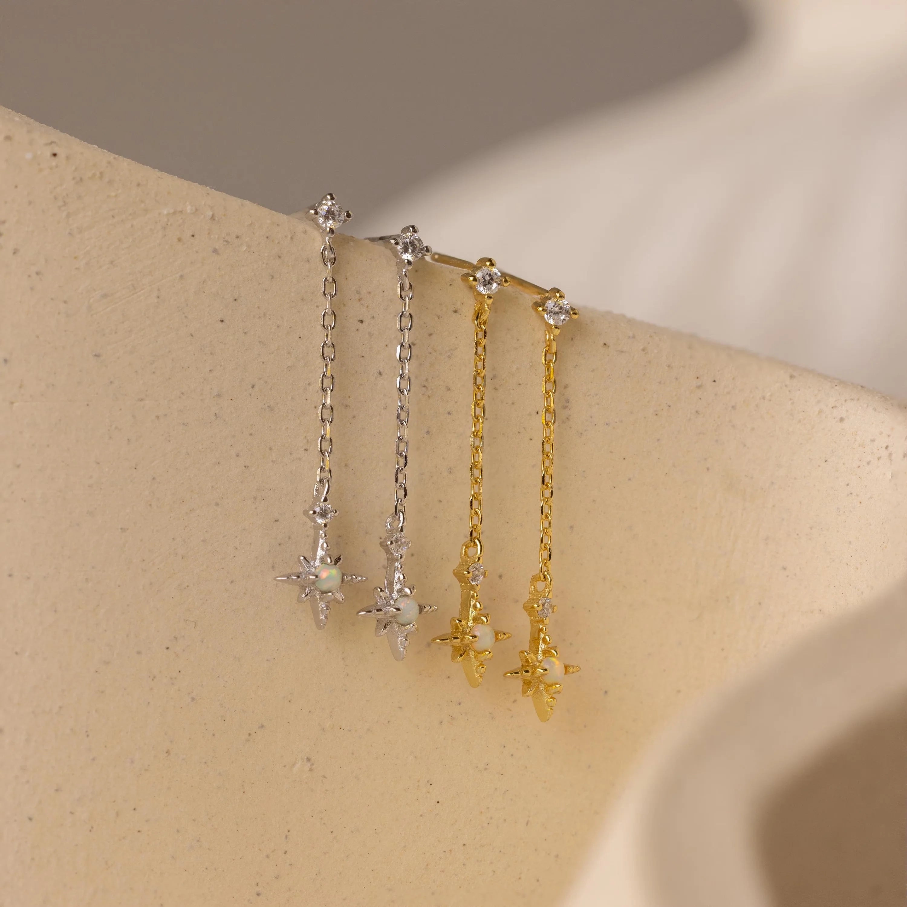 Starburst Drop Studs Silver 18K Gold Plated