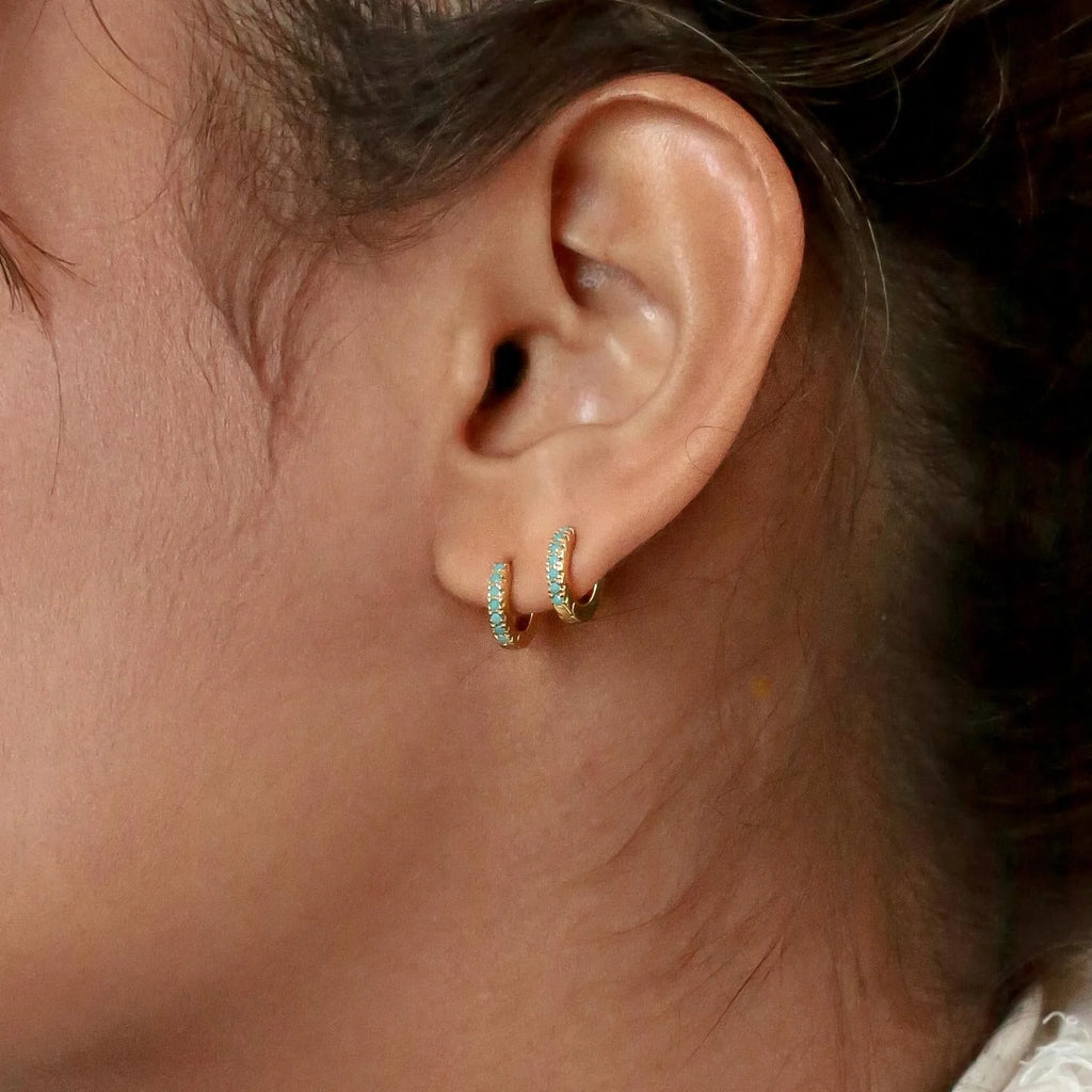 Boho Turquoise Earring Set Silver 18K Gold Plated