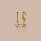 Pave Blossom Drop Huggies Silver 18K Gold Plated