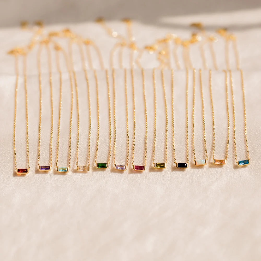 Emery Birthstone Necklace Silver 18K Gold Plated