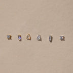 Mixed Diamond Flat Back Stud Set  Silver 18K Gold Plated