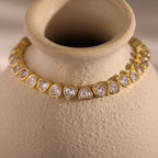 Diamond Heart Tennis Bracelet Silver 18K Gold Plated