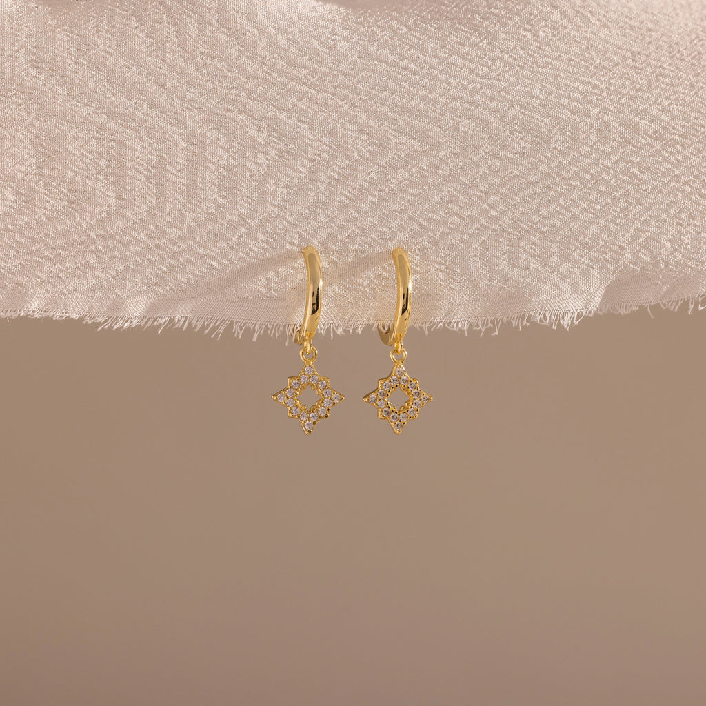 Twilight Star Hoops Silver 18K Gold Plated