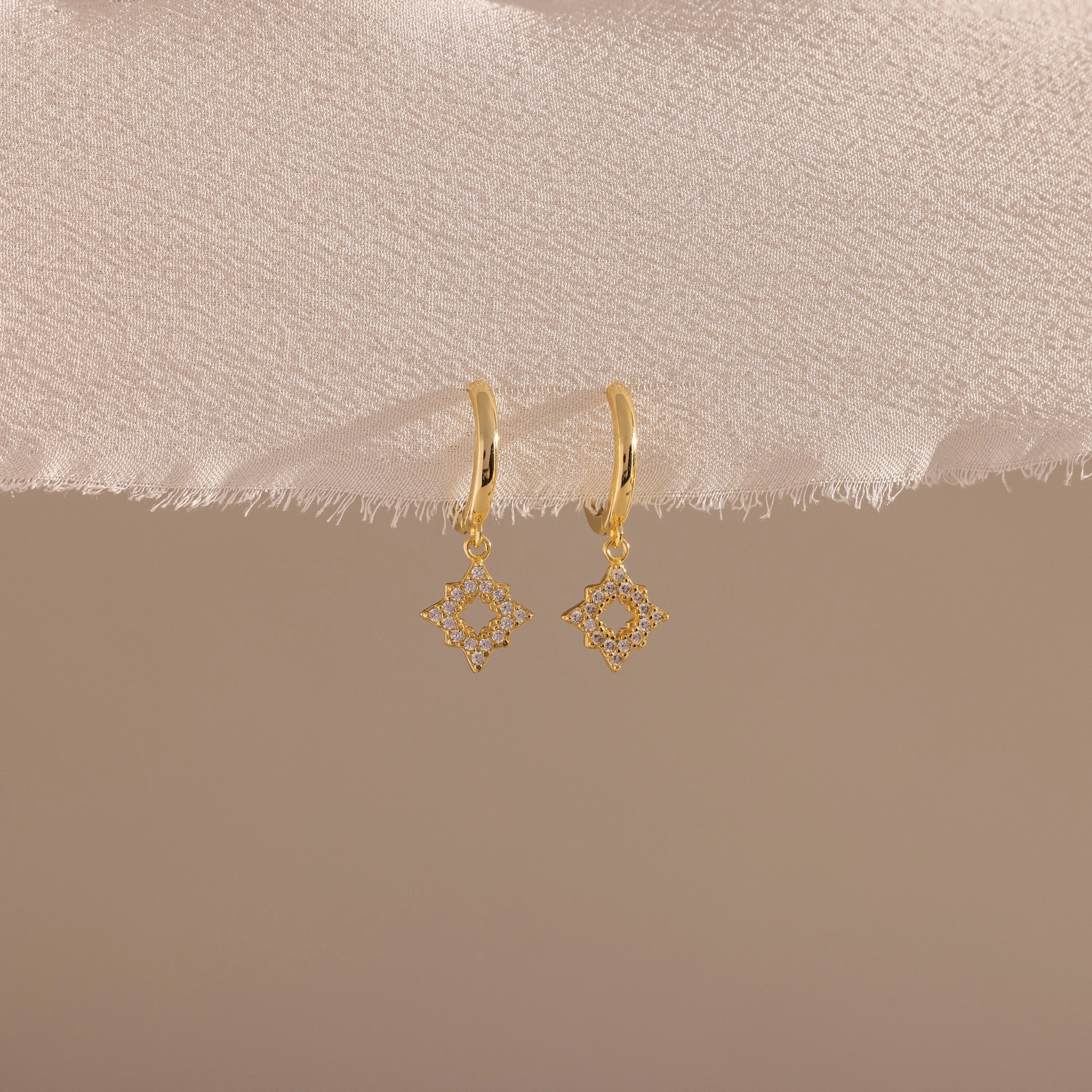Twilight Star Hoops Silver 18K Gold Plated