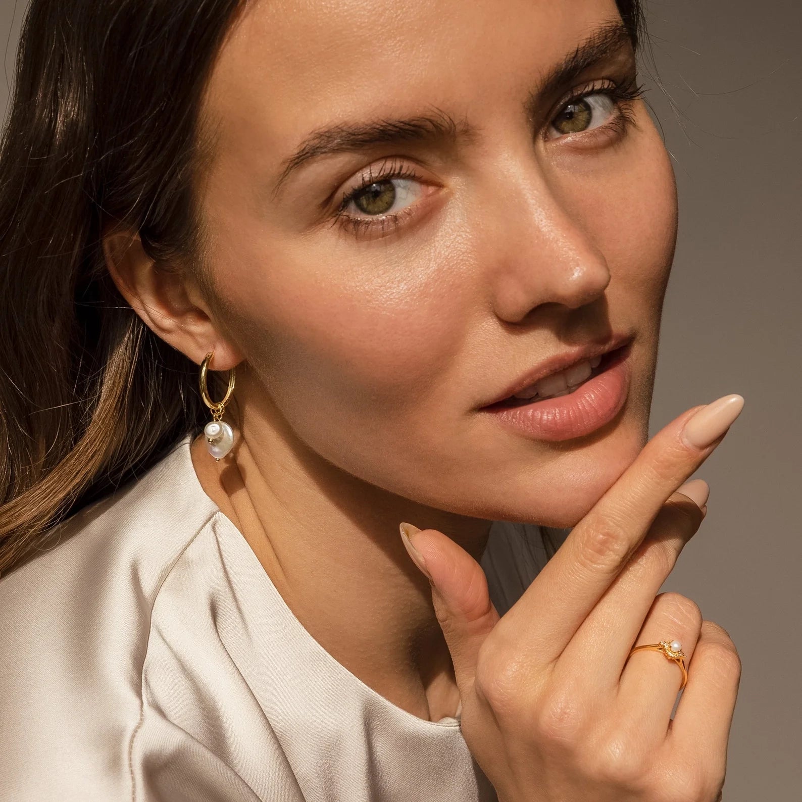 Pearl Drop Earrings Set Silver 18K Gold Plated