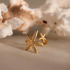 Open Duo Starfish Ring Silver 18K Gold Plated